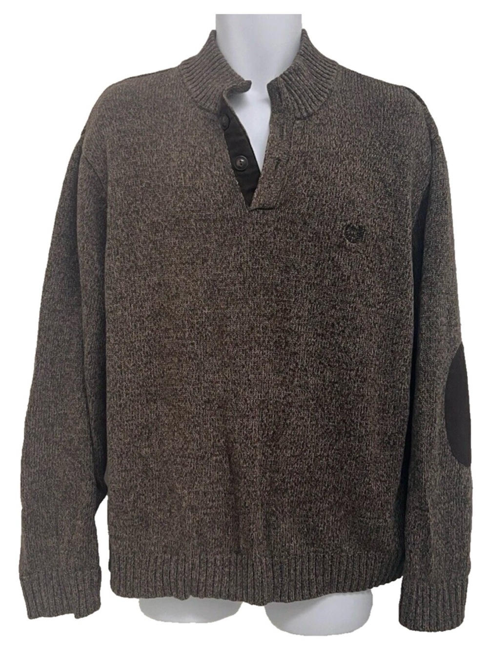 Chaps Mens Brown Cotton Henley Sweater Size XL